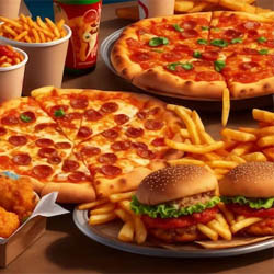 Unlimited Pizza, Noodle , Manchurian, French Fries, Burger